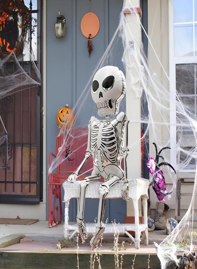 Fun Affairs Halloween Theme Prop 62 Inch Foil Balloons Jumbo Skeletons Spooky Ghost Skull Balloon For Party Decorations Indoor And Outdoor, Silver, 1 Pc, 1 Piece - Image 4